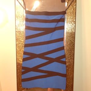 Royal blue BeBe strapless bondage dress